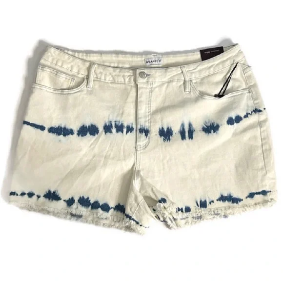 Ava &Viv Tie Dye High Rise Midi Shorts Size 22W - Picture 8 of 8